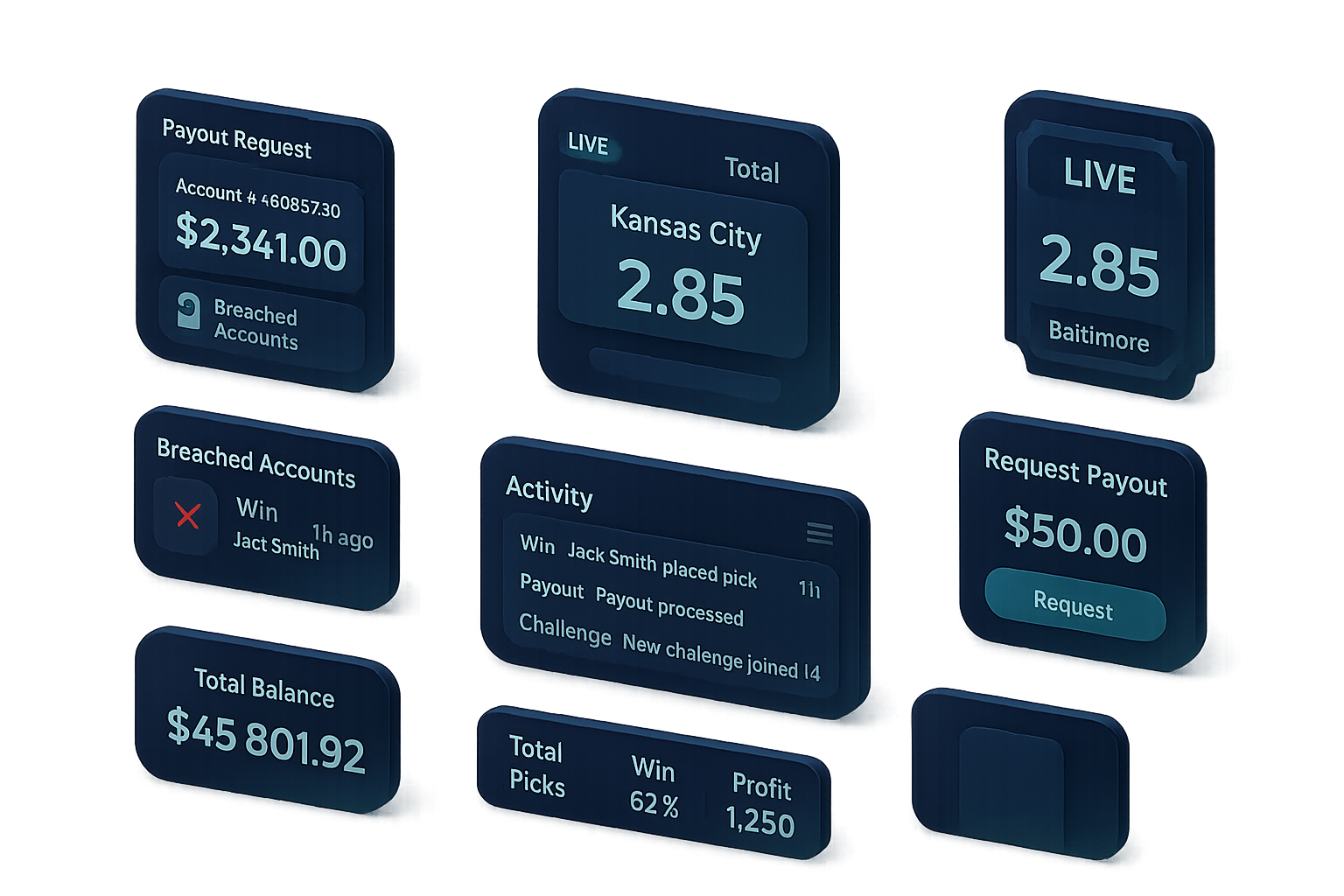 Olatech CRM dashboard - live accounts, payouts, activity, and balance at a glance